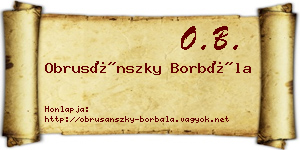 Obrusánszky Borbála névjegykártya